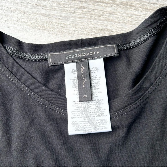 BCBGmaxazria  Black Asymmetrical Sleeve "Laguna" top - Picture 6 of 14